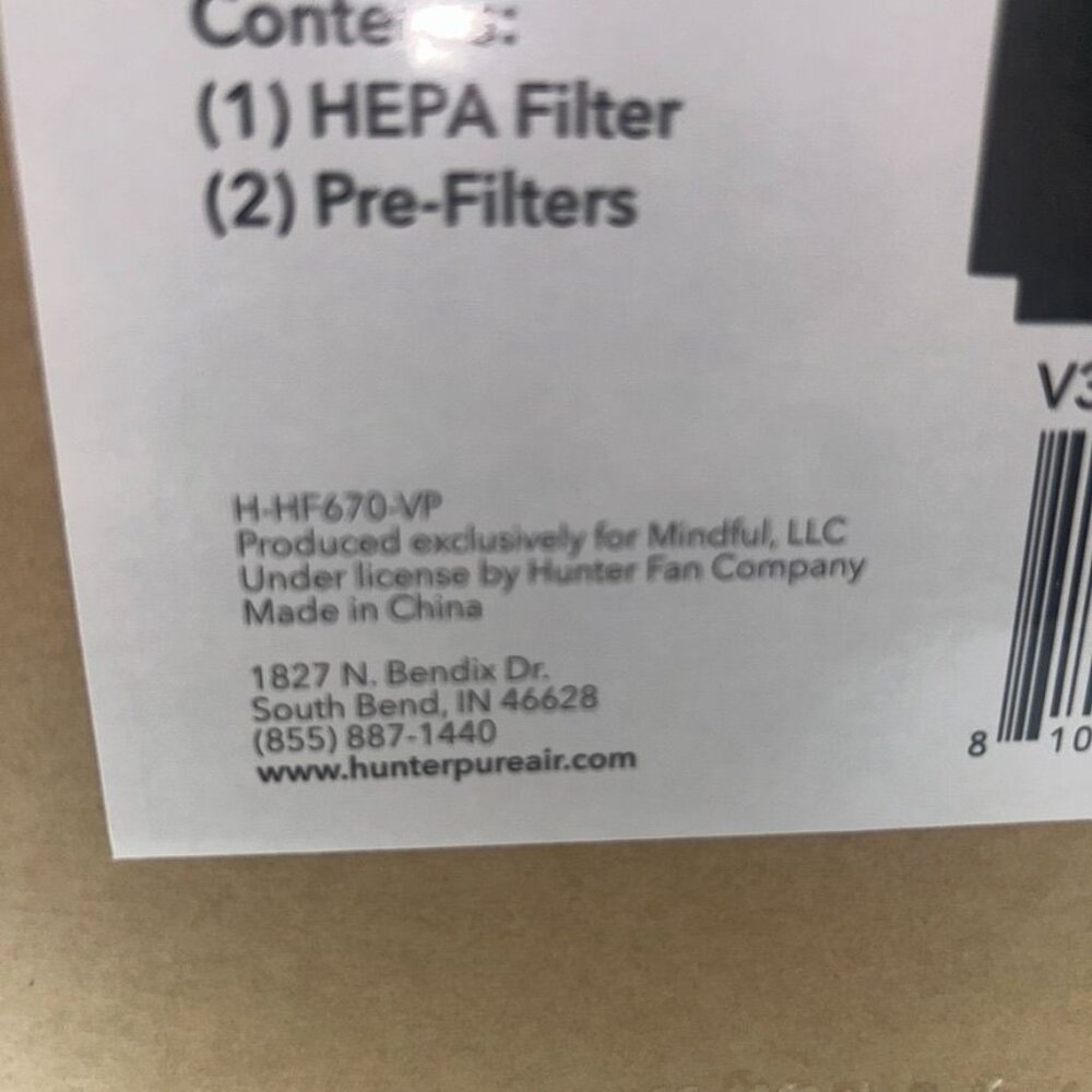 Hunter True HEPA EcoSilver Replacement Filter Model H-HF670-VP V39597 NEW in Box - Picture 4 of 8